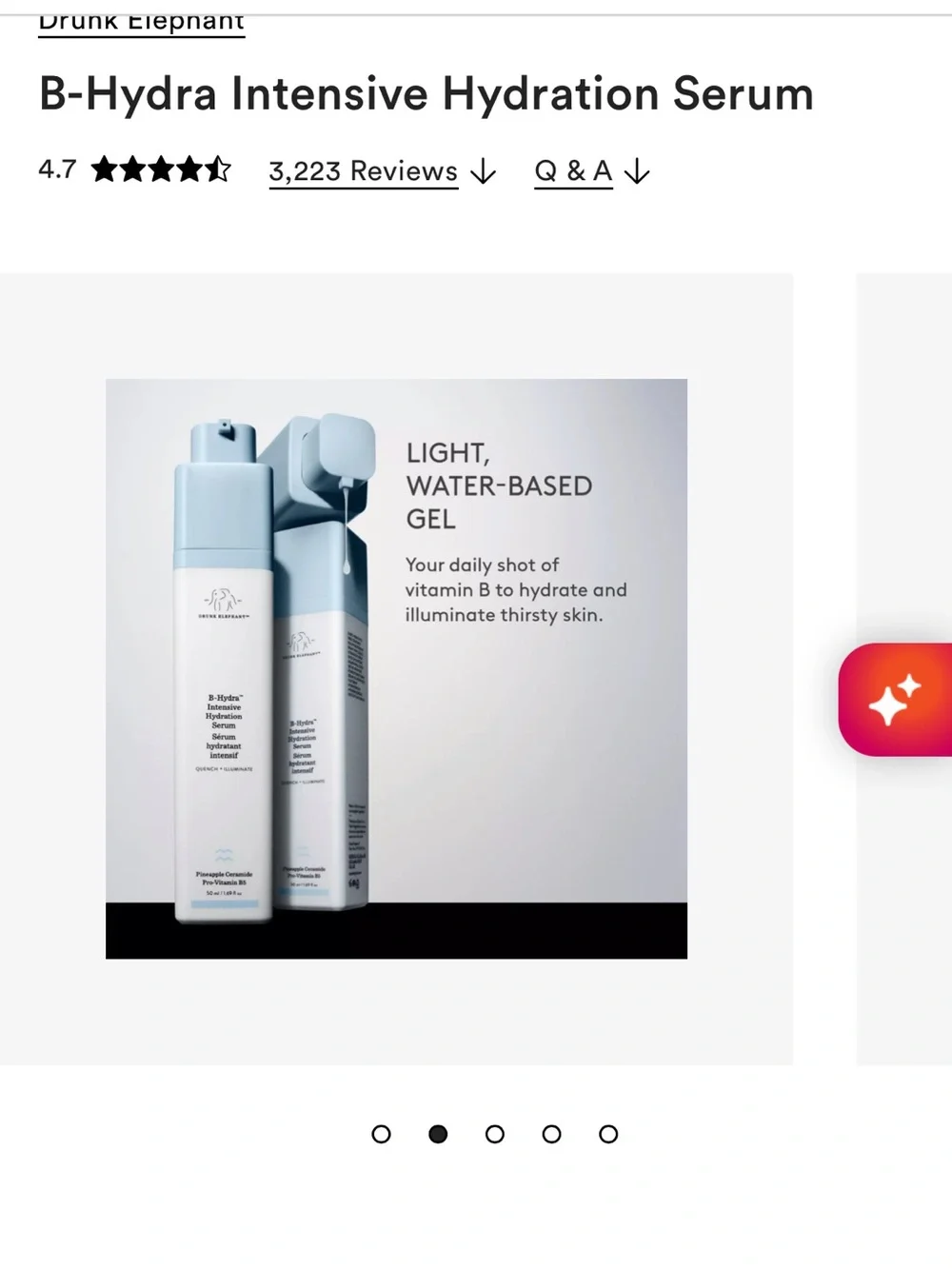 Drunk Elephant B-Hydra Intensive Hydration Serum — Light Blue